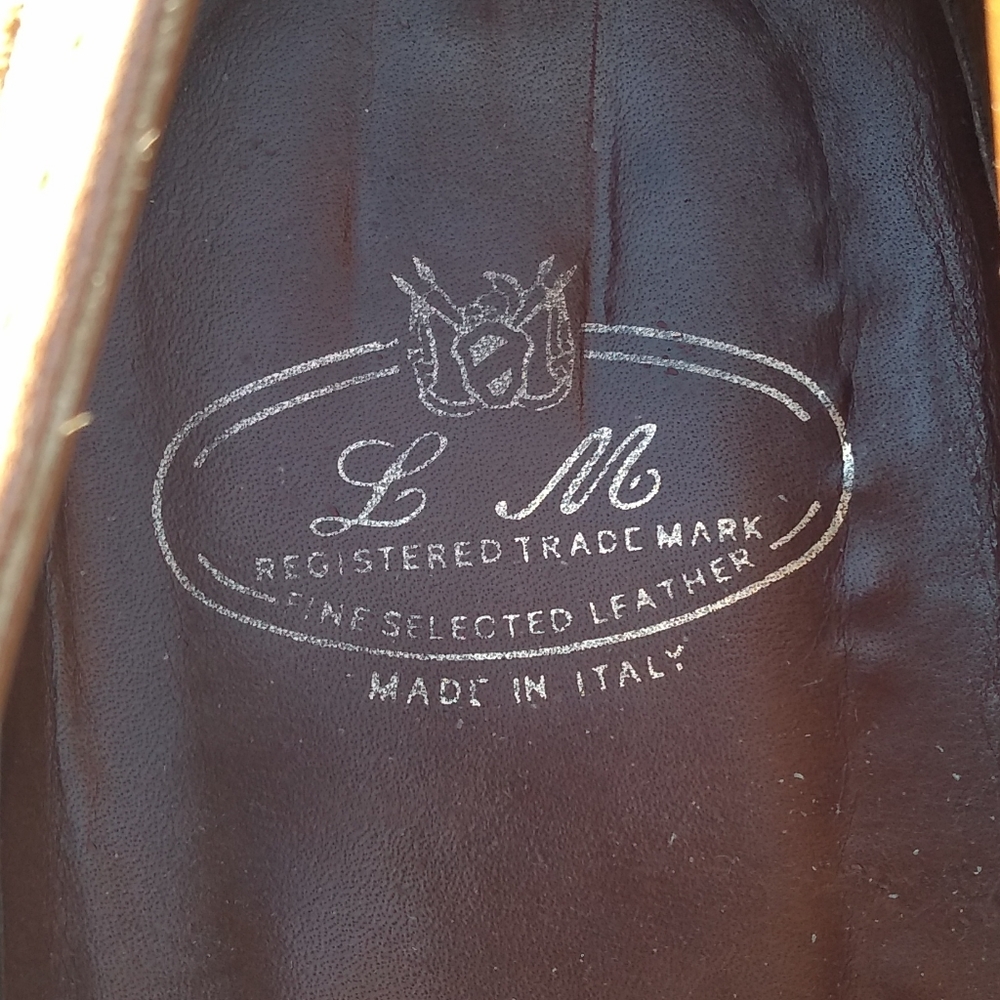 Men's L & M Shoes, Tan Leather Brogues, Wingtip, Size  8.5, Made in Italy - Picture 8 of 16